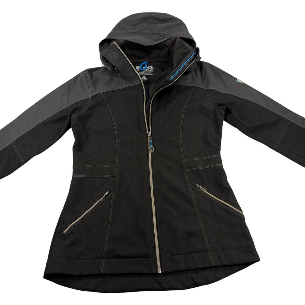 Kuhl Women's Black and Dark Gray Hooded Softshell Coat